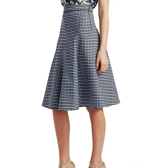 Michael Kors Collection Tattersall Stretch Wool Gabardine Flare Skirt size 14 - Picture 3 of 13